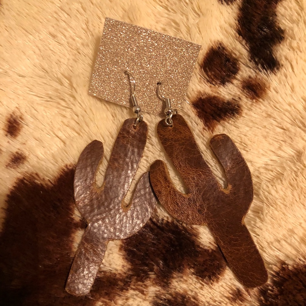 🌵 Leather Cactus Earrings